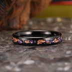 Anel 8mm/4mm Amethyst Tungsten Rose Gold