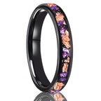 Anel 8mm/4mm Amethyst Tungsten Rose Gold